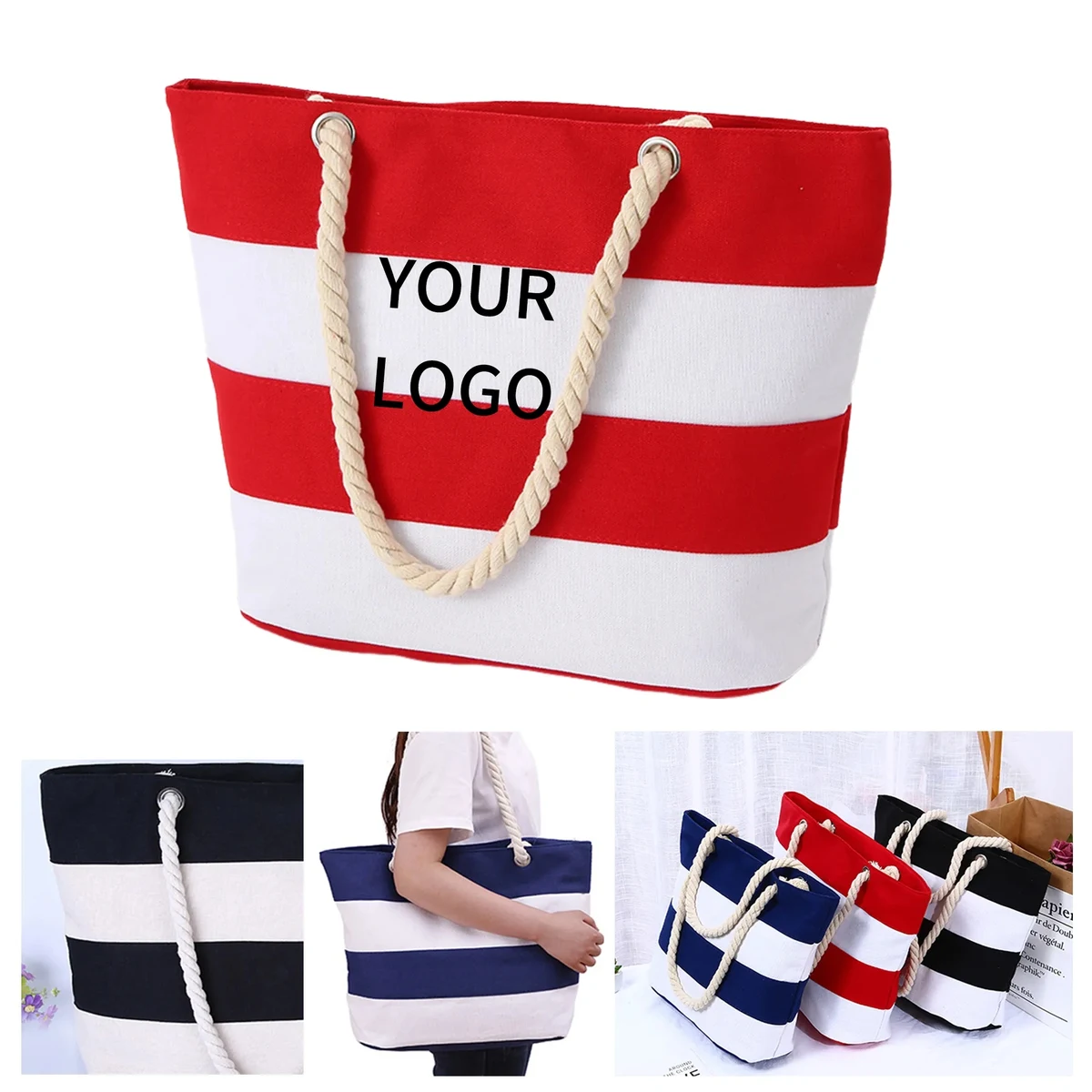 Cotton Beach Tote, custom tote bag with logo imprint 1