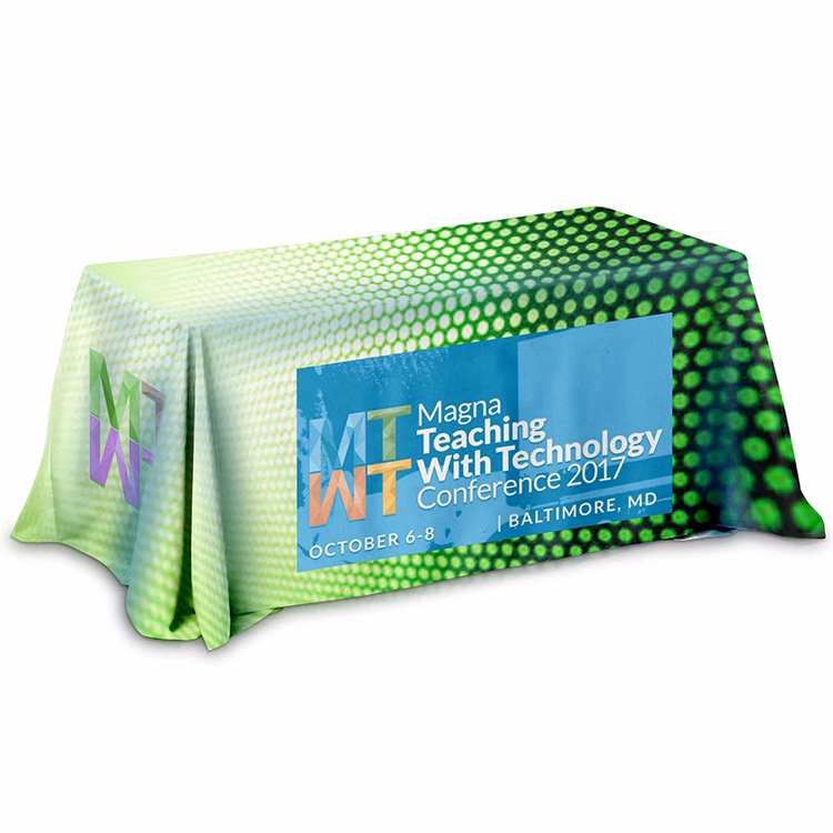 "Darley OS Eight" 3-Sided Throw Style Table Covers All Over Full Color Dye Sublimation Imprint - Fit