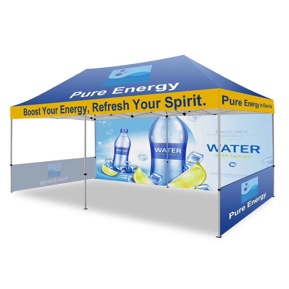 10'X20' Premium Hex Aluminum Frame W/ Dye Sublimation Canopy, Full Wall & 2 Half Walls 1