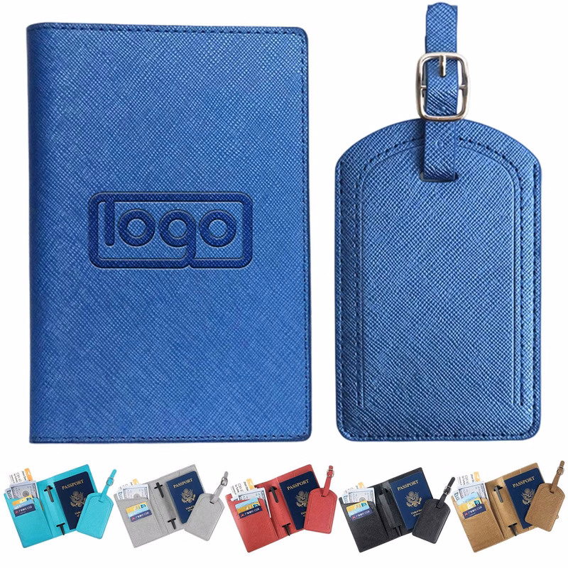 PU Leather Passport Cover Luggage Tag Set