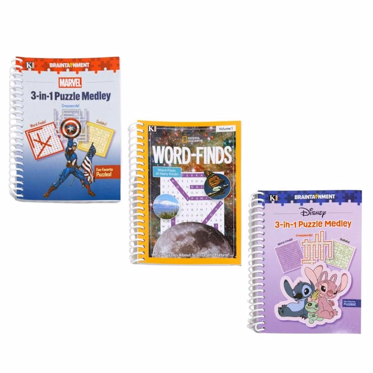 Disney Marvel and National Geographic Puzzle Books - Three Titles