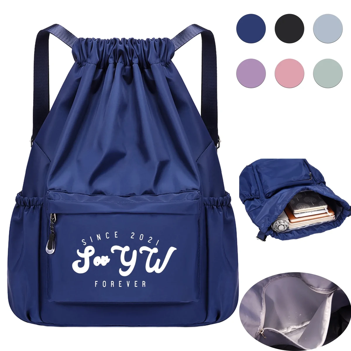 Shoulder Wear-Resistant Waterproof Drawstring Backpack 1