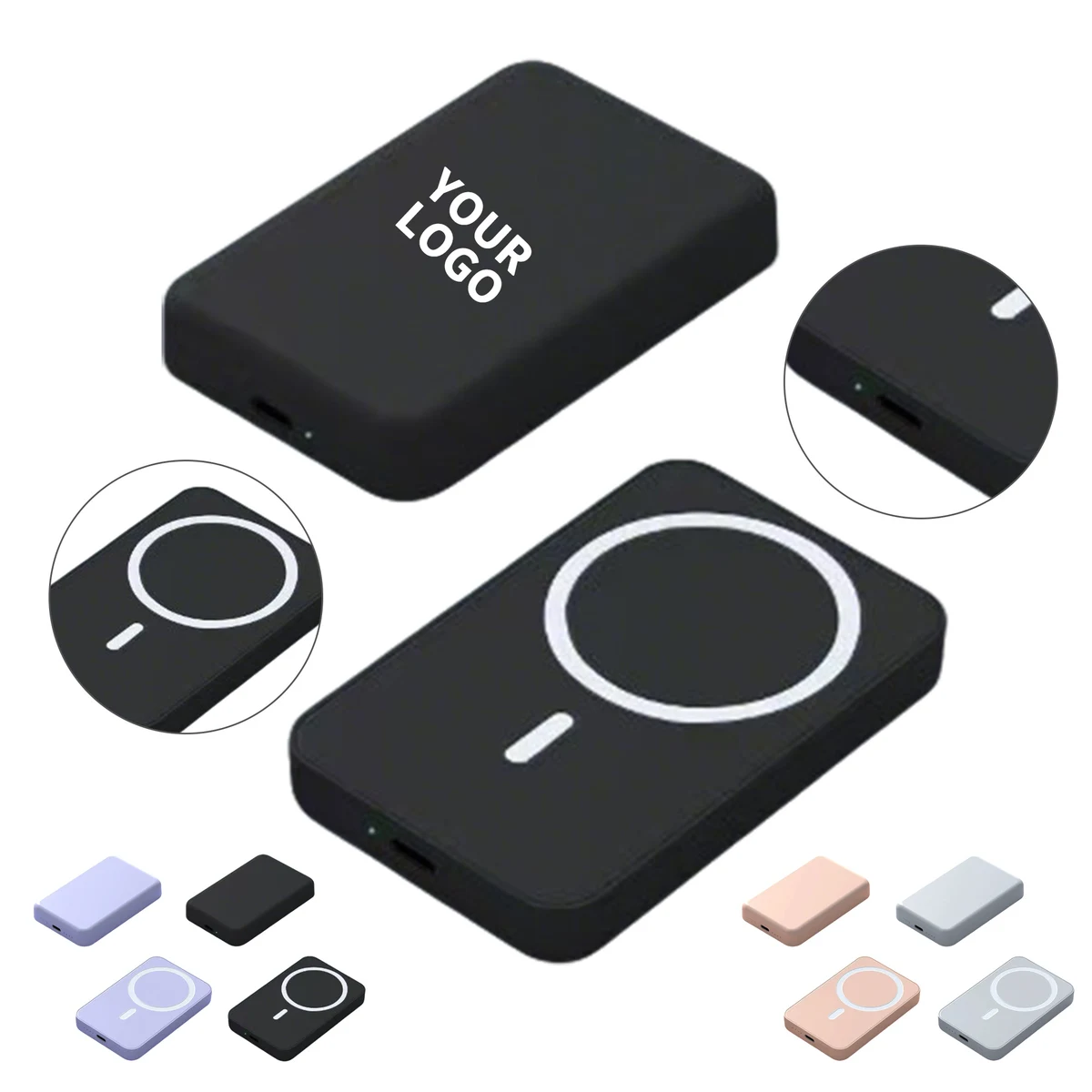Five Thousand Milliamp Hour Magnetic Power Bank 3.74 x 2.52 x 0.51" 1