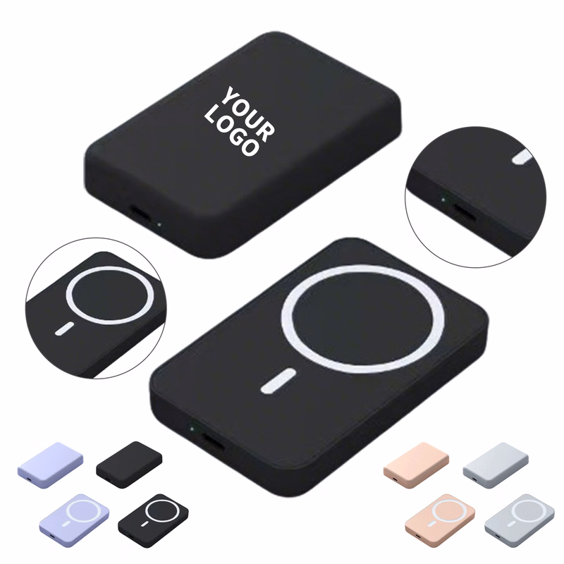 Five Thousand Milliamp Hour Magnetic Power Bank 3.74 x 2.52 x 0.51"