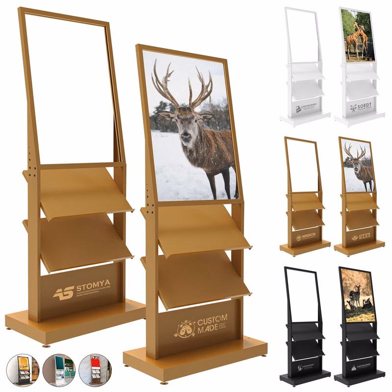 Floor Standing Brochure Display Stand with Poster Frame
