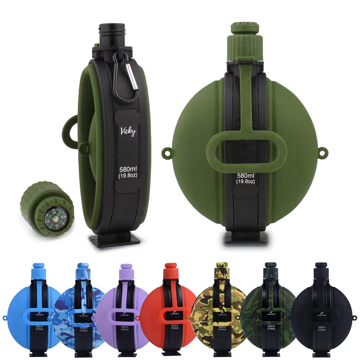 Silicone Portable Foldable Water Bottle With Compass 1