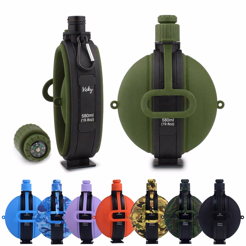 Silicone Portable Foldable Water Bottle With Compass