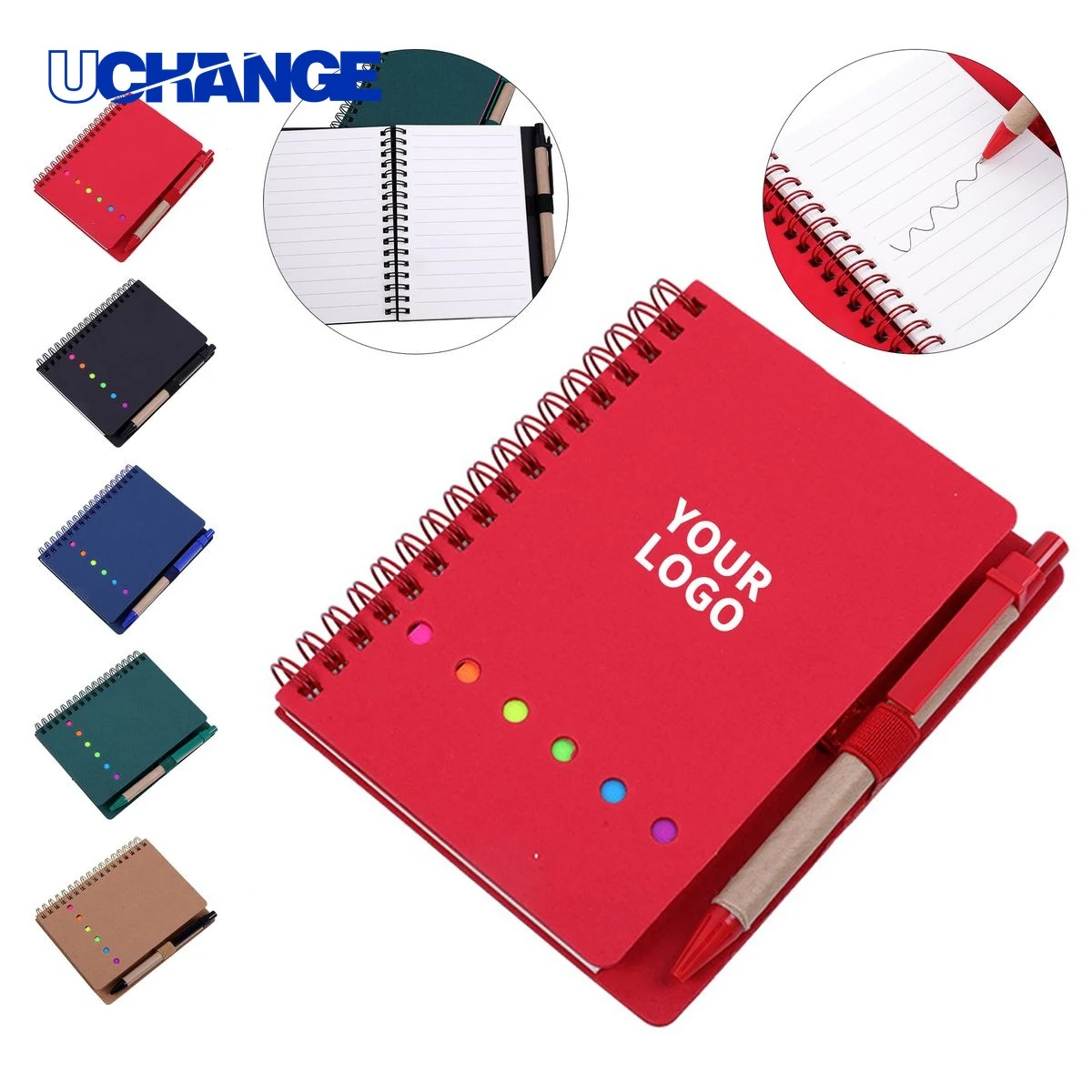 Spiral Bound Notebook Set Gift Set with Ballpoint Pen and Sticky Notes 1