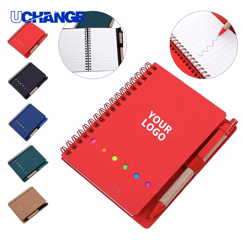Spiral Bound Notebook Set Gift Set with Ballpoint Pen and Sticky Notes