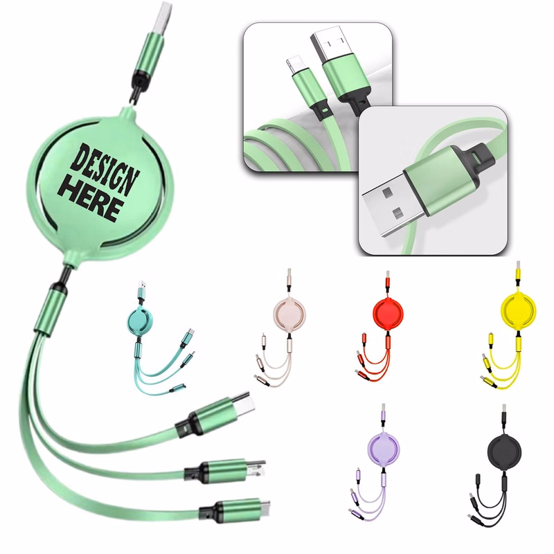 Portable Multi Device USB Charging Cord Reel