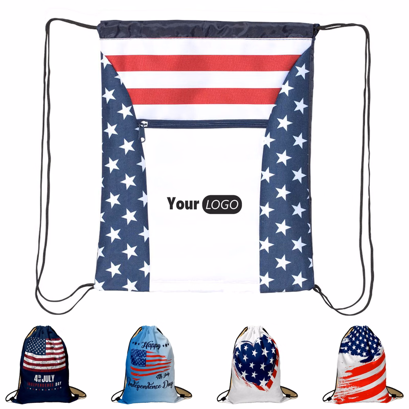 600 Denier & 210 Denier Express Your Pride ?C Patriotic Drawstring Backpack For All Occasions