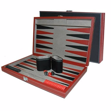LEATHERETTE BACKAGAMMON SET- MEDIUM