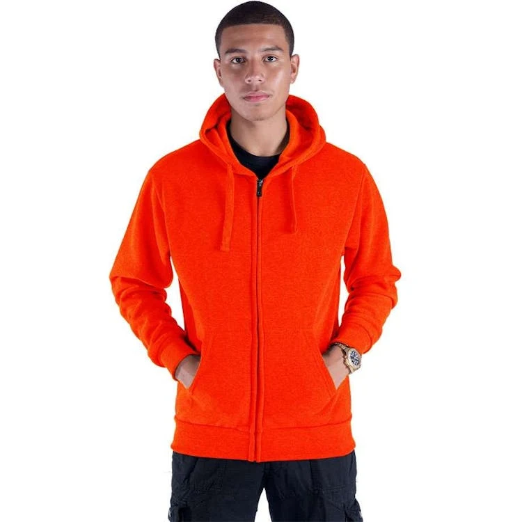 Men's Fleece Full Zip Hoodies - Size Small Safety Orange, custom hoodie or sweatshirt with logo imprint 1