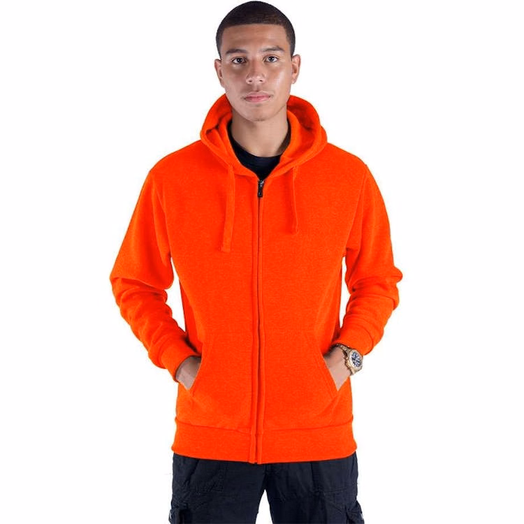 Men's Fleece Full Zip Hoodies - Size Small Safety Orange
