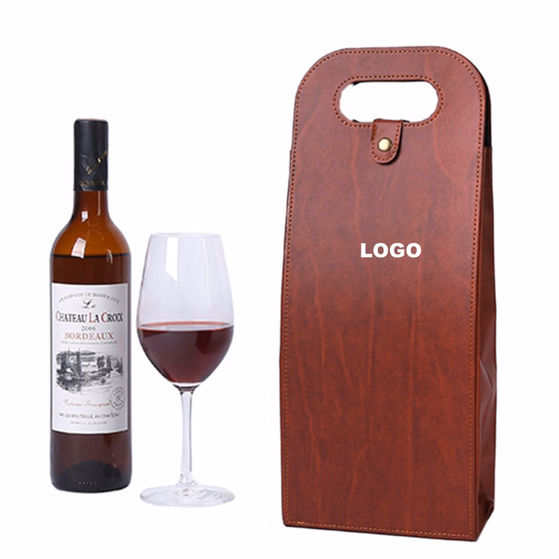 Custom Imitation Wood Grain Road Wine Tote Bag Gift Box