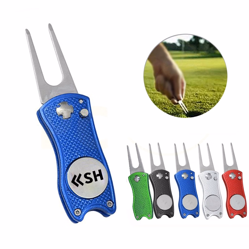 Foldable Pop-Up Button Stainless Steel Golf Ball Marker