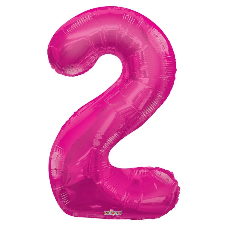 Mylar Number 2 Balloons - Pink 34" 1