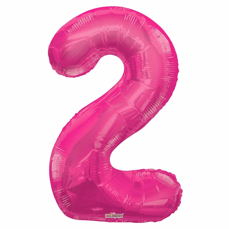 Mylar Number 2 Balloons - Pink 34"