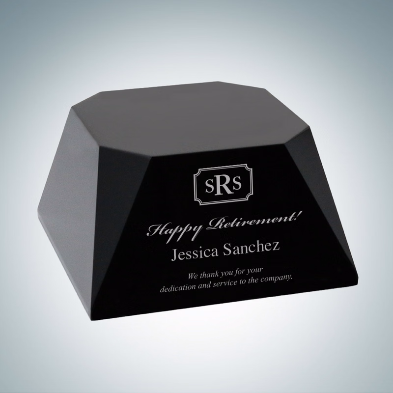 Black Beveled Four Sided Slant Base, 3" Square Top