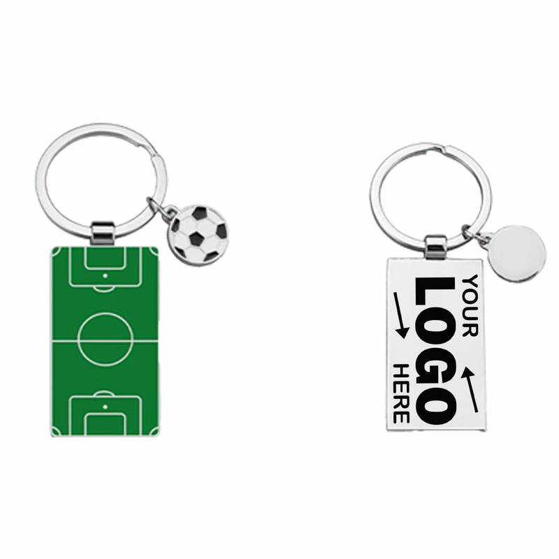 Soccer Pitch And Ball Themed Keychain Pendant