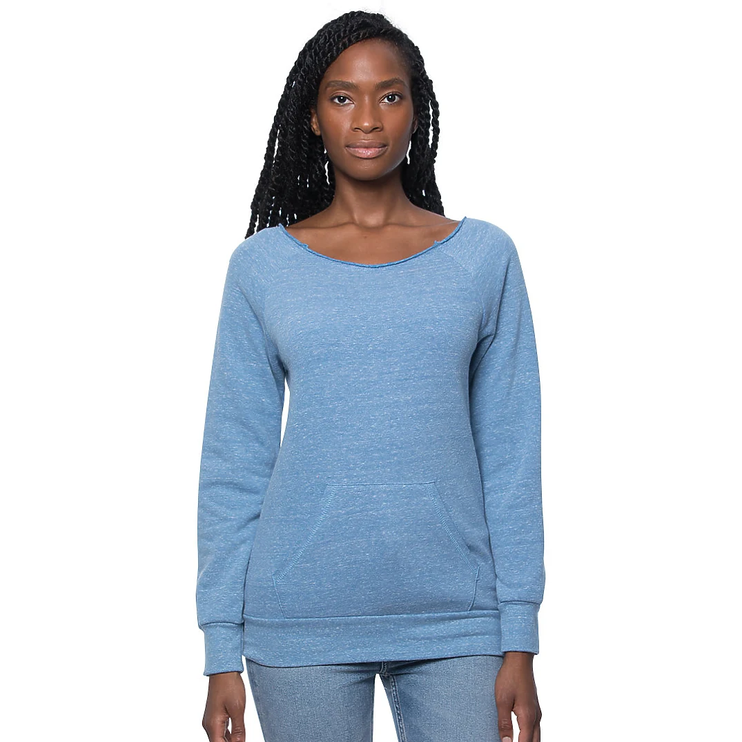 Women's eco Triblend Fleece Raglan w/Pouch Pocket 1