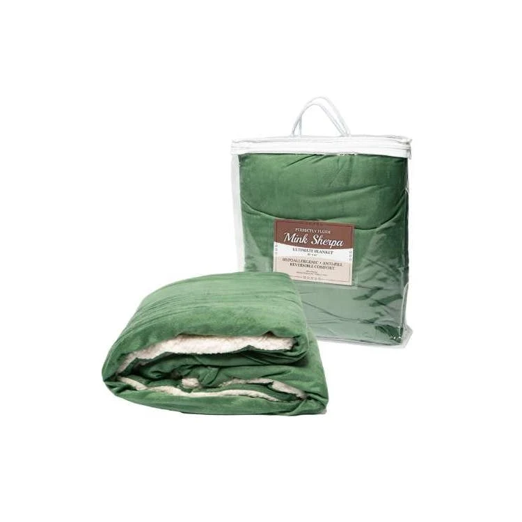 "50x60" Micro Mink Sherpa Blanket - Forest 1