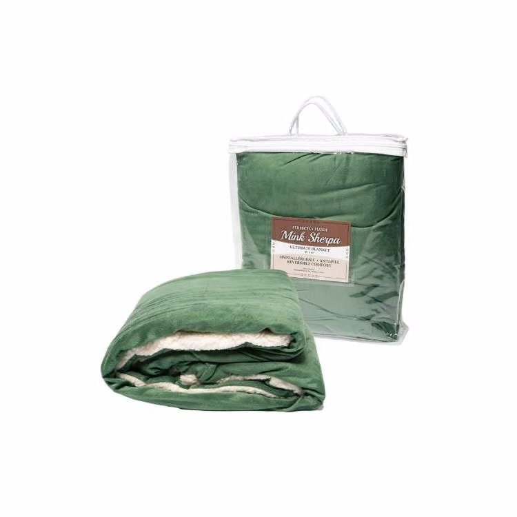"50x60" Micro Mink Sherpa Blanket - Forest