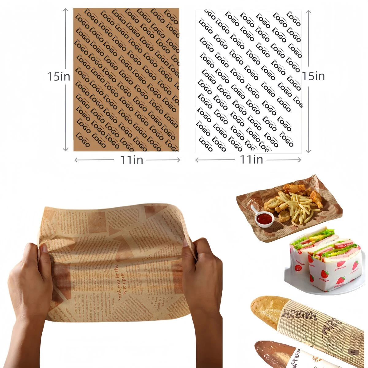 15" x 11" Custom Food Wrap Paper 1