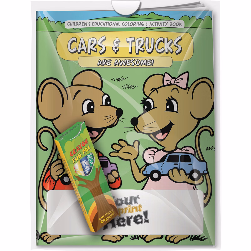 Combo Pack - CB1053 Coloring Book & 4-Pack of Crayons in a Poly Bag