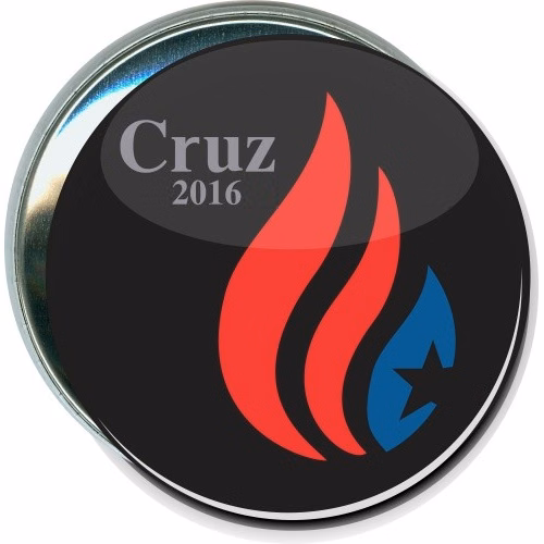 Cruz 2016, Red and Blue Flame, Political Button