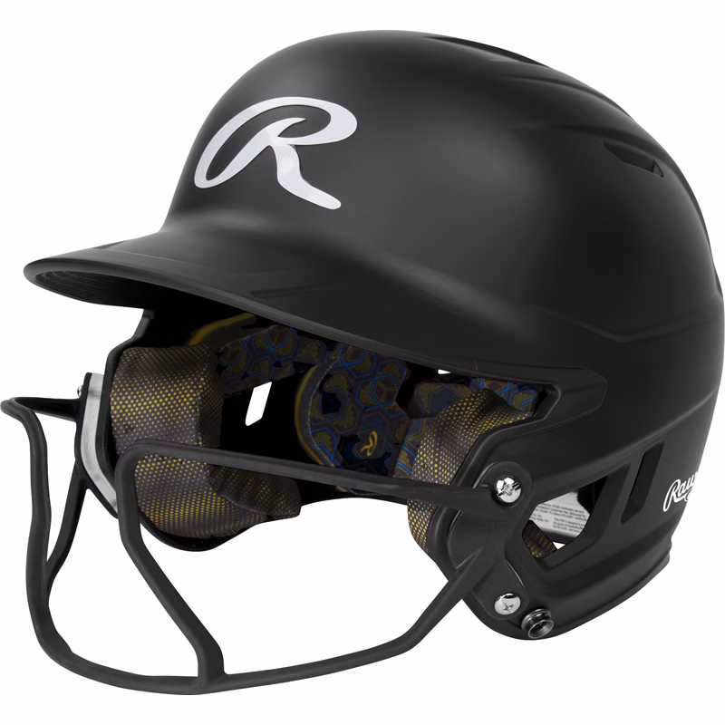 Rawlings Mach Hi-Viz 1-Tone Matte Batting Helmet with Attached Face Guard | Junior