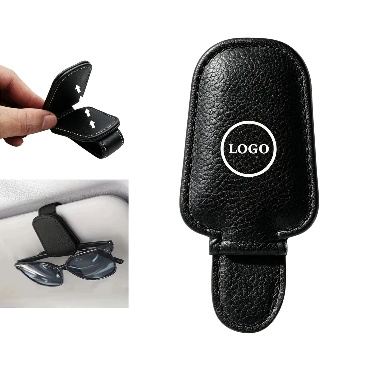 Leather Magnetic Car Visor Eyeglass Holder 1