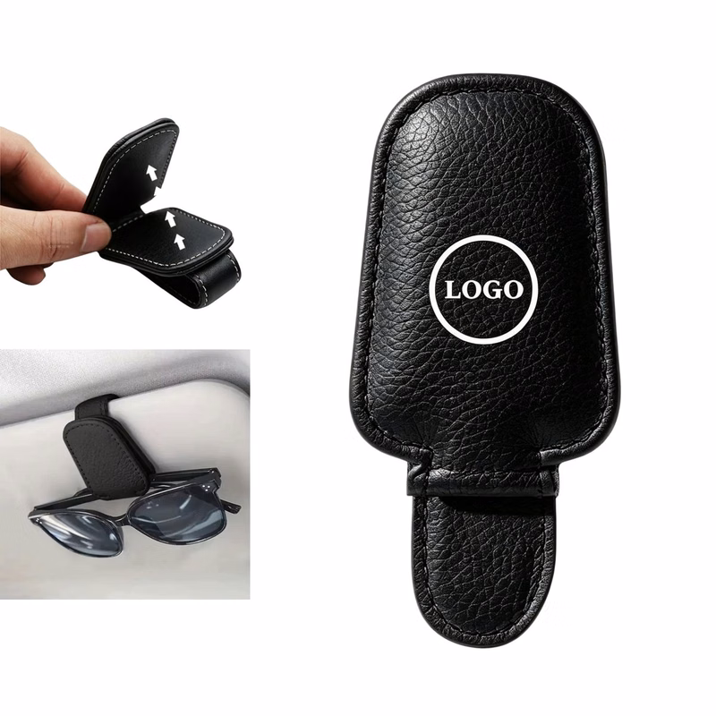 Leather Magnetic Car Visor Eyeglass Holder