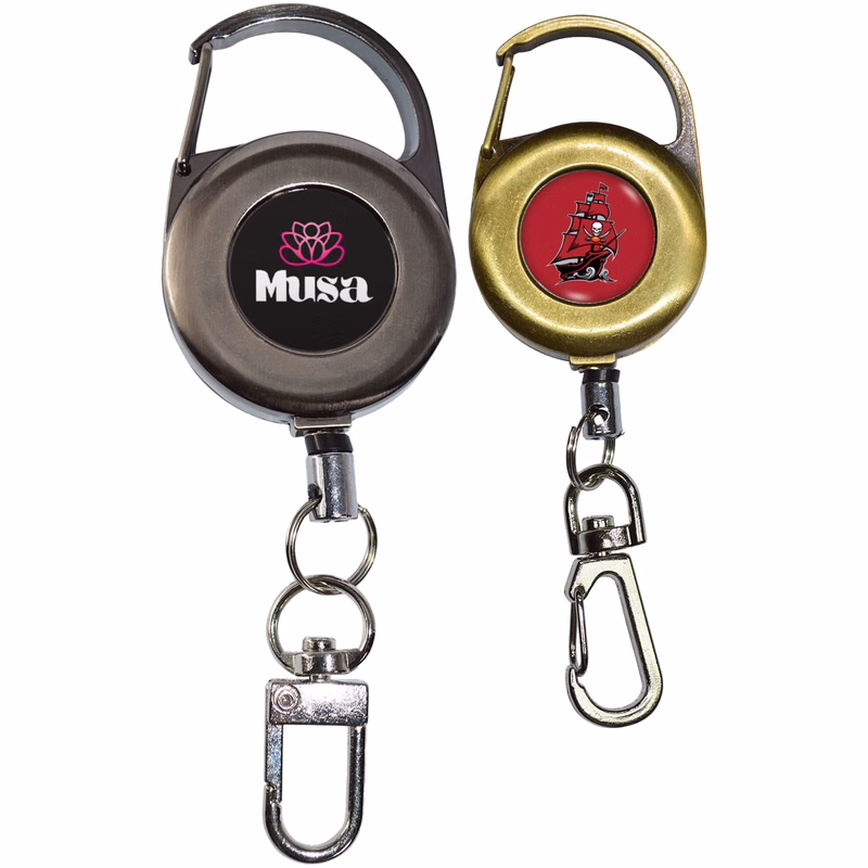 Outdoor Zinc Alloy Round Carabiner Badge Reel w/ Lobster