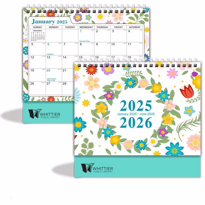 18 Months 8"*3"*7" Flower Desk Calendar From Jan 2025 To June 2026