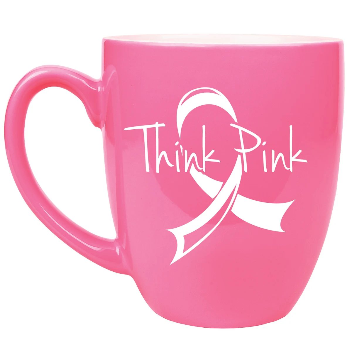 16oz Pink Ceramic Bistro LazerMug 1