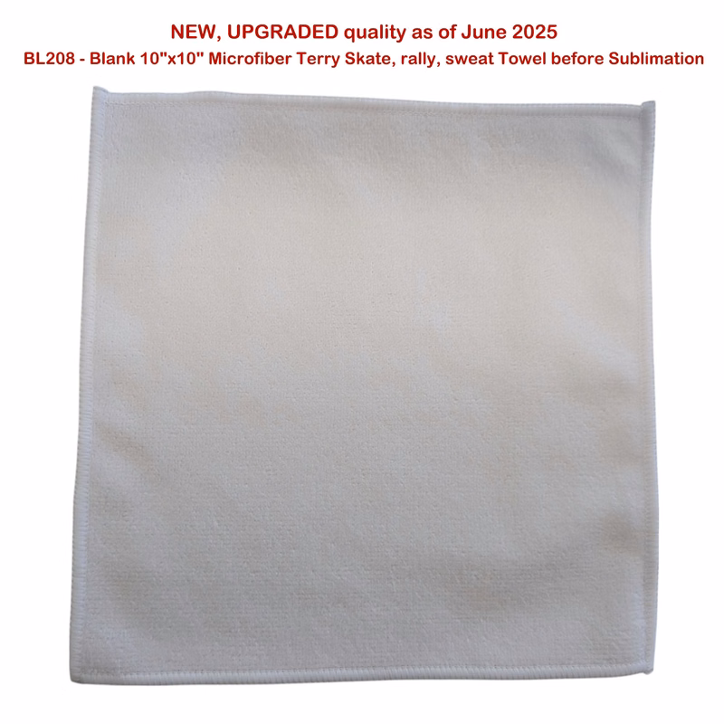 White Microfiber Dri-Lite Terry Skate, Cooling, Cheering, Rally Towel, 10x10, Blank Only