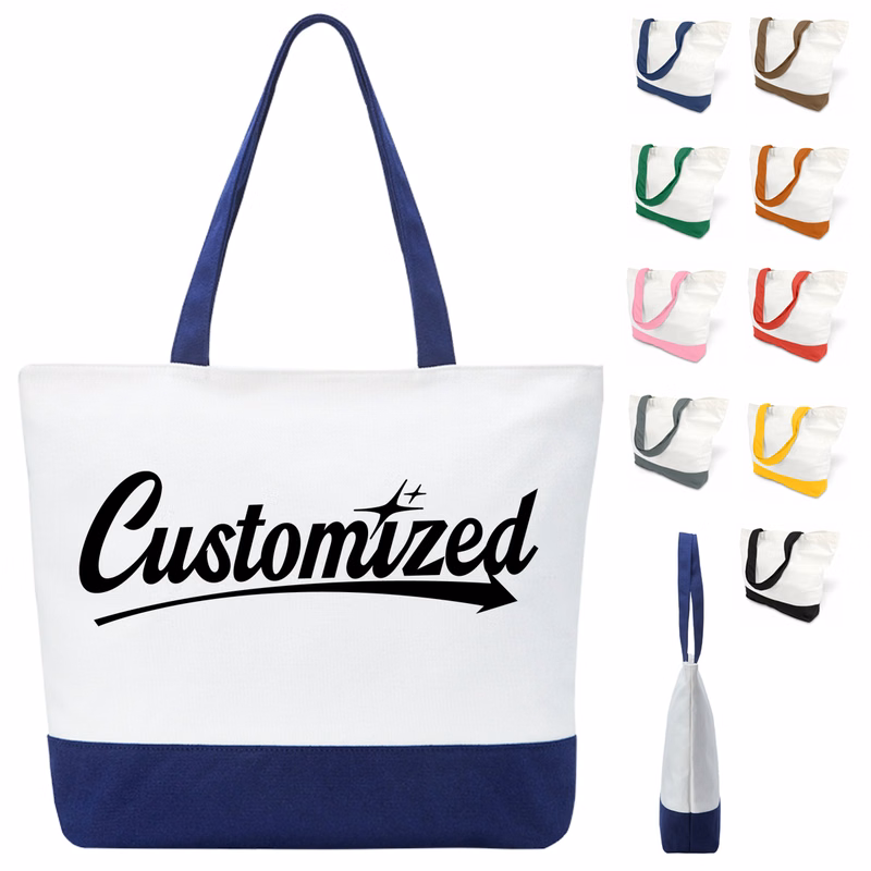 Canvas Tote Bag with Contrast Base