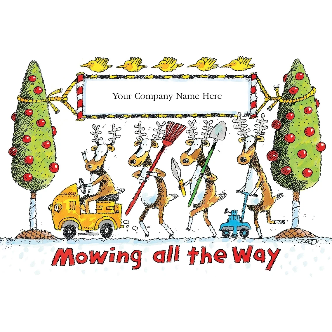 Landscaping Reindeer Holiday Cards 1