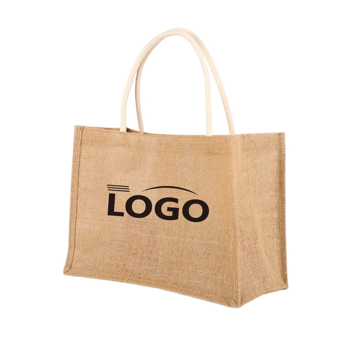 Eco Natural Jute Reusable Tote Bag, custom tote bag with logo imprint 1