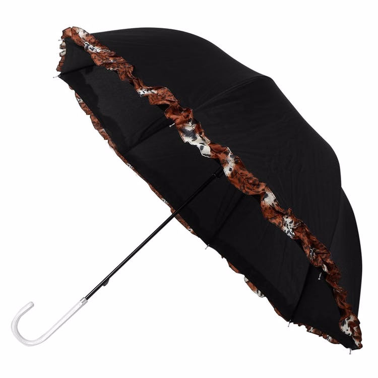 Petite Umbrellas - Black/Leopard Print Border