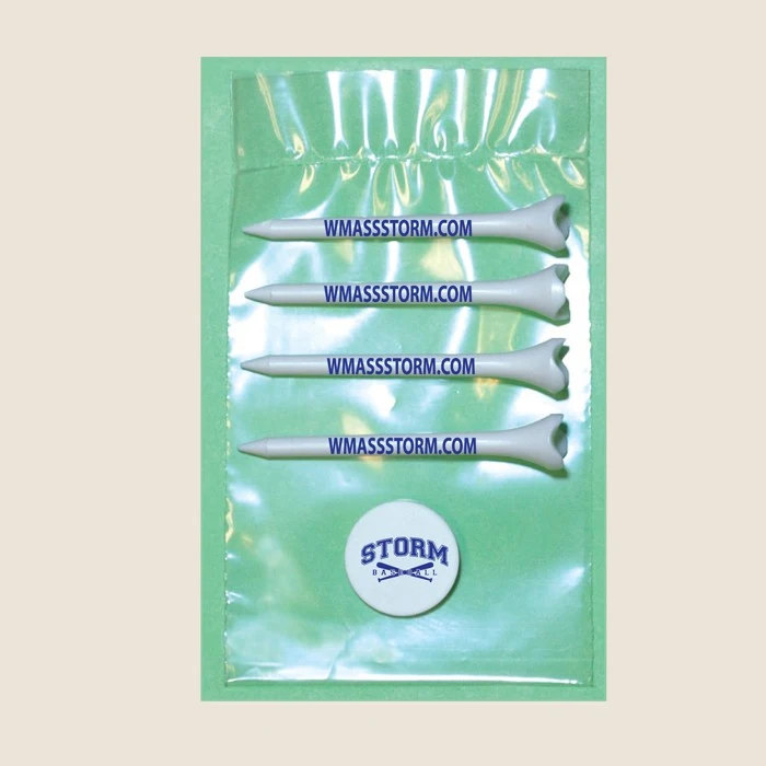 Golf Tee Poly Bag Pack w/ Four 2 3/4" Aerodynamic Tees & 1 Marker 1