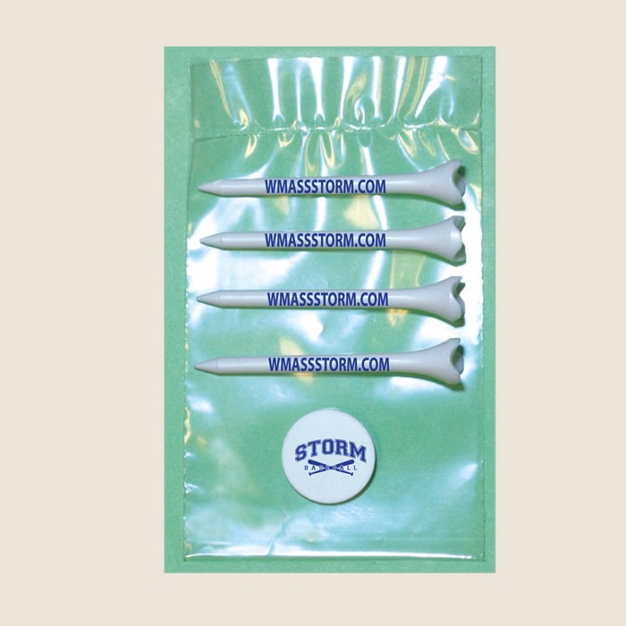 Golf Tee Poly Bag Pack w/ Four 2 3/4" Aerodynamic Tees & 1 Marker