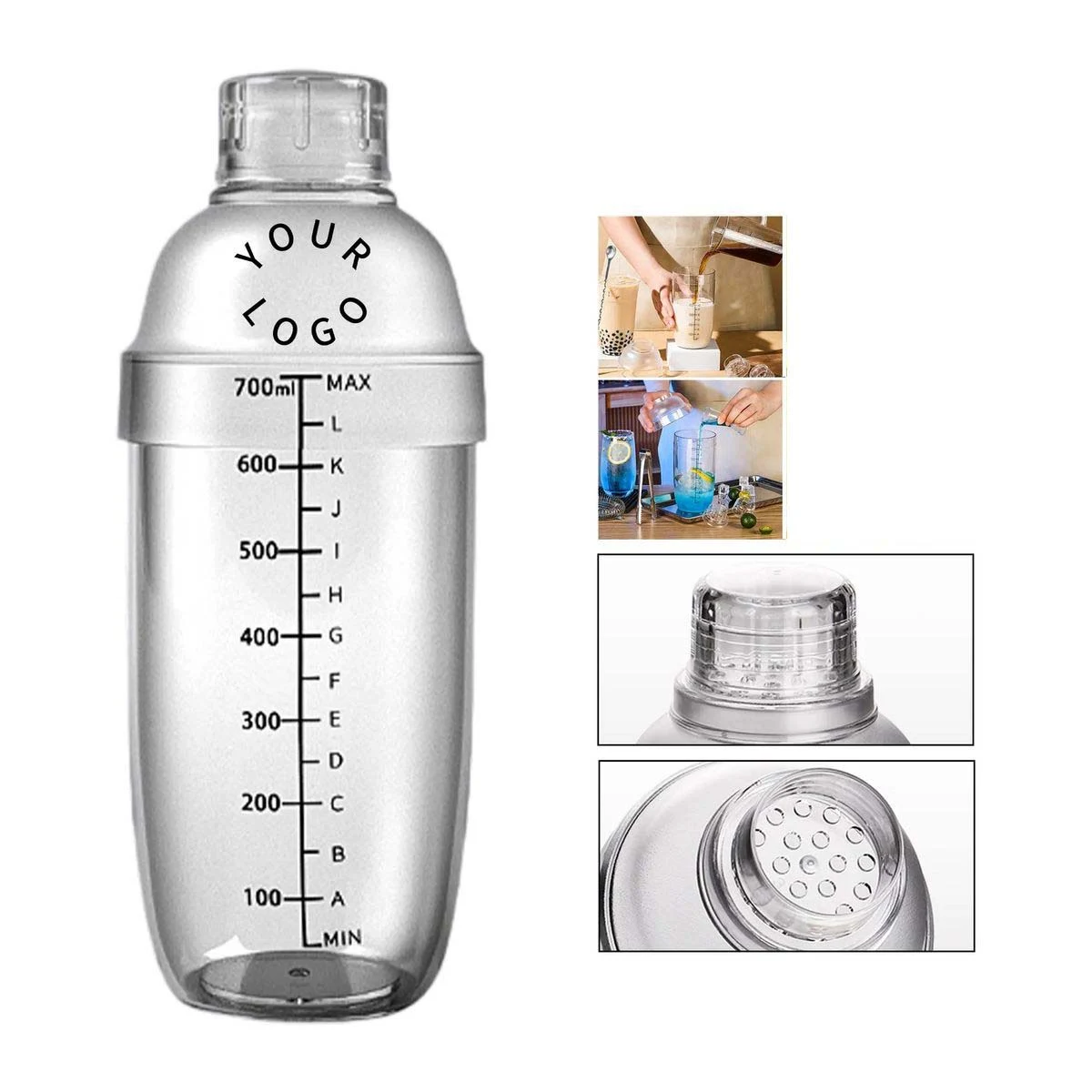 Large Capacity 24oz Black Cocktail Mixing Shaker 1