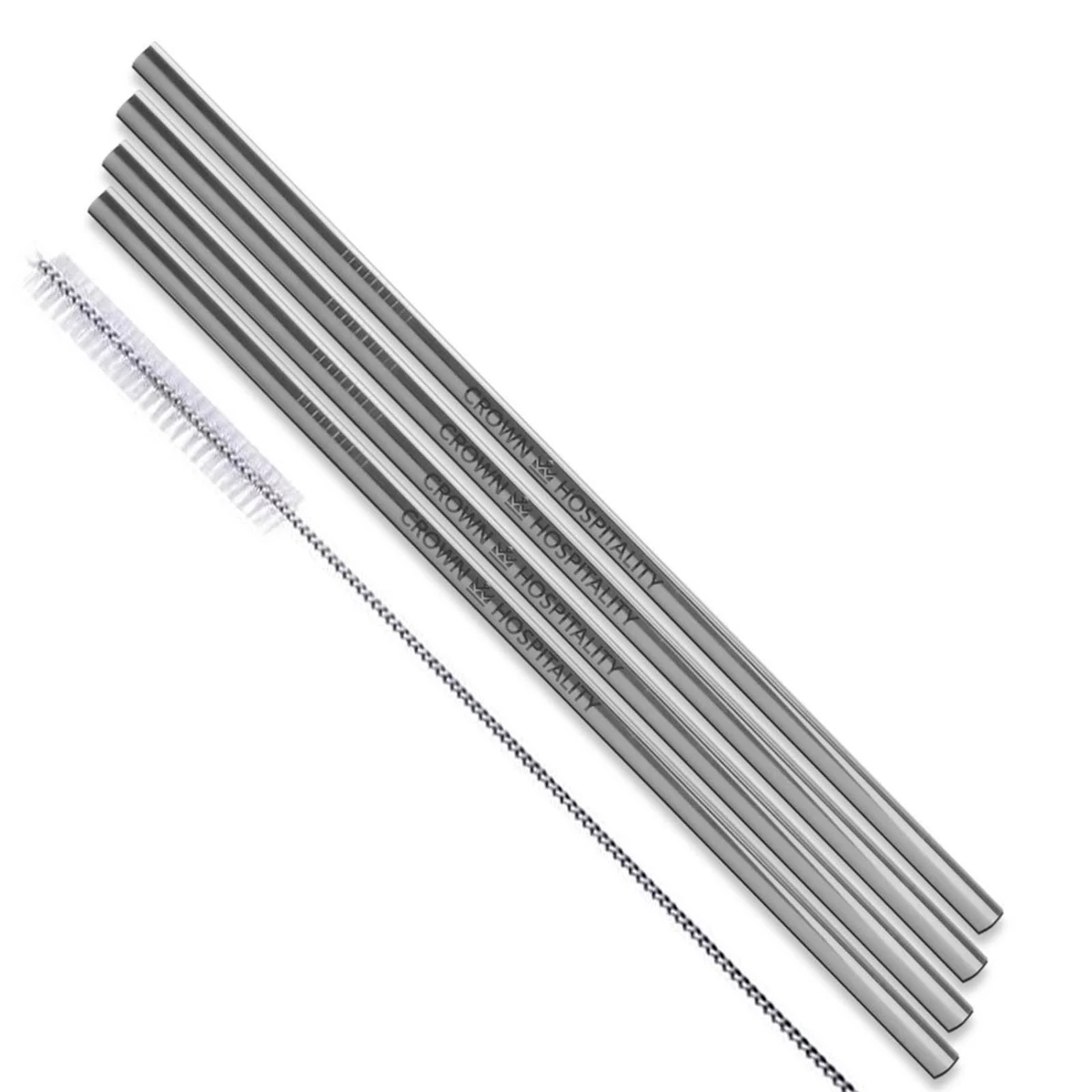 Straight Stainless Steel Straws: Set of 4 in Silver 1