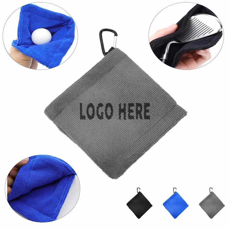 Portable Golf Ball & Club Wipe Towel with Carabiner