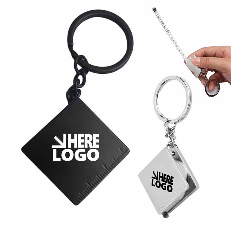 MOQ 20 Square Metal Tape Measure Key Chain 2.3ft