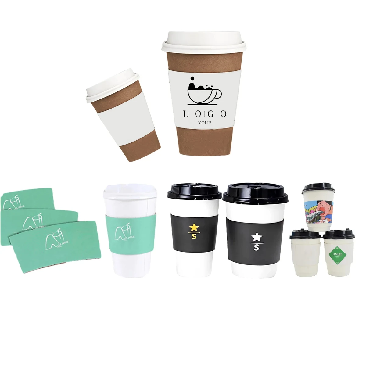 MOQ 100 9 oz Kraft Coffee Cup Sleeve 1