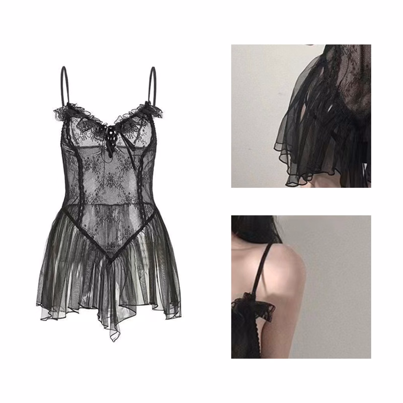 Exquisite Lace Mesh Suspender Straps Sexy Lingerie with Elegant Design