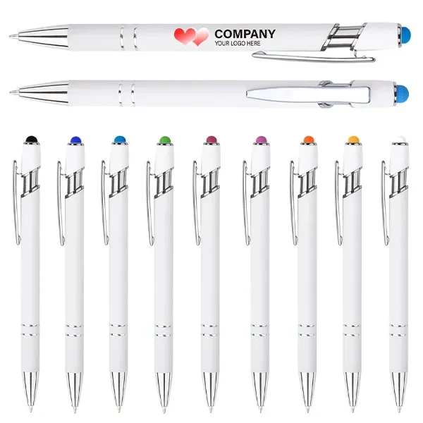 Full Color White Alpha Soft Touch Stylus Pen 1